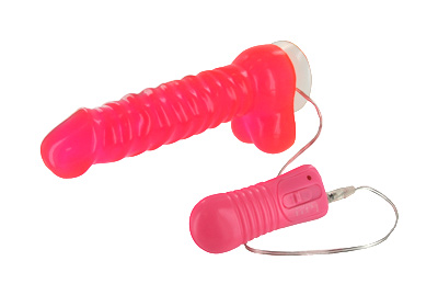 Rock Candy Vibrating Dildo with Strap-On Harness